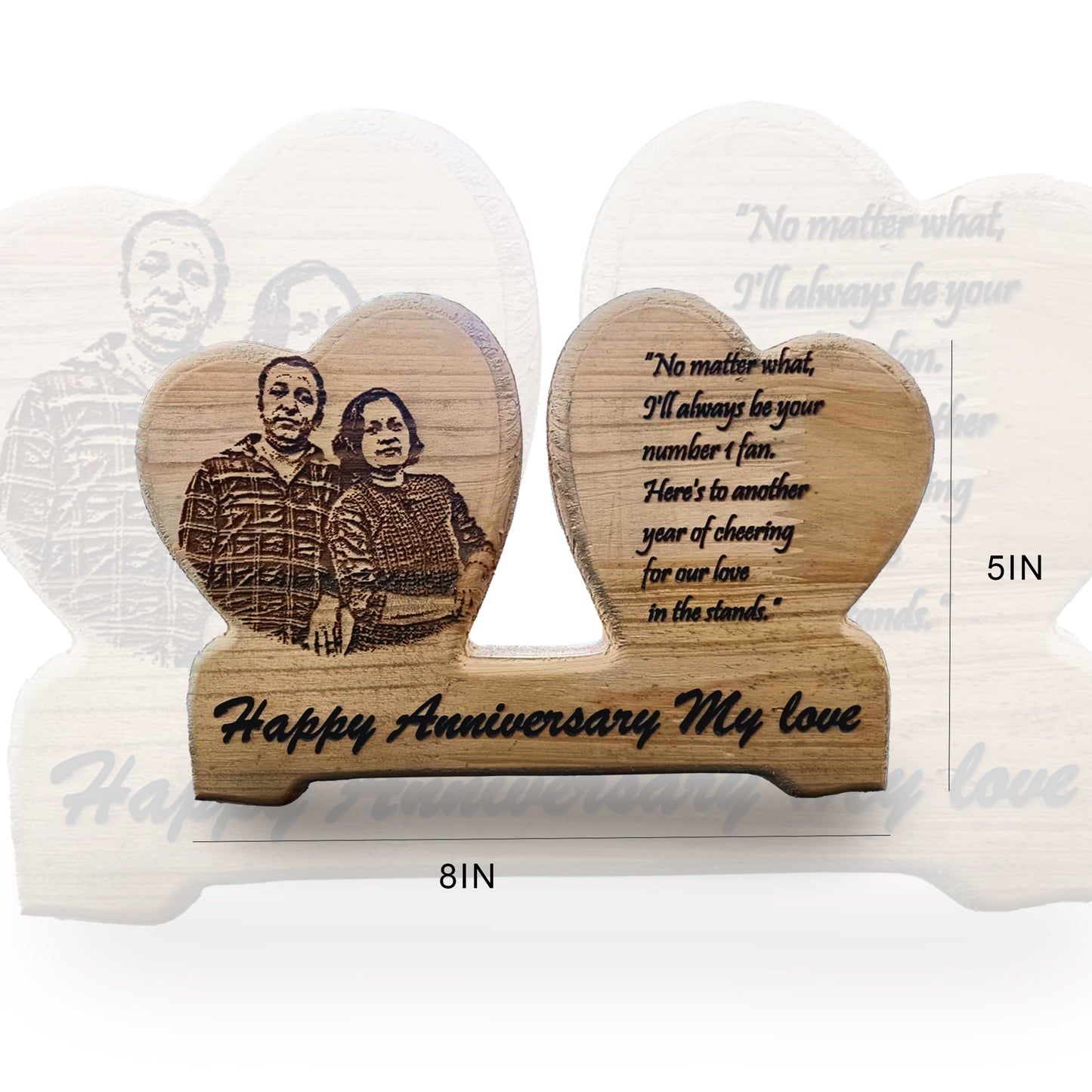 Dual Heart Wooden Plaque