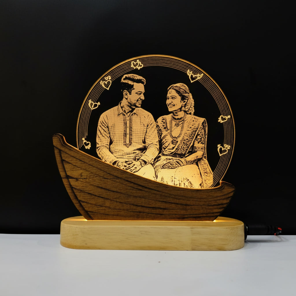 COUPLE IN BOAT ACRYLIC LED LAMP