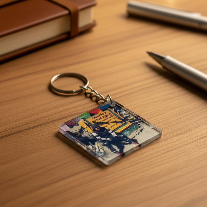 Acrylic Dual side Square keychain