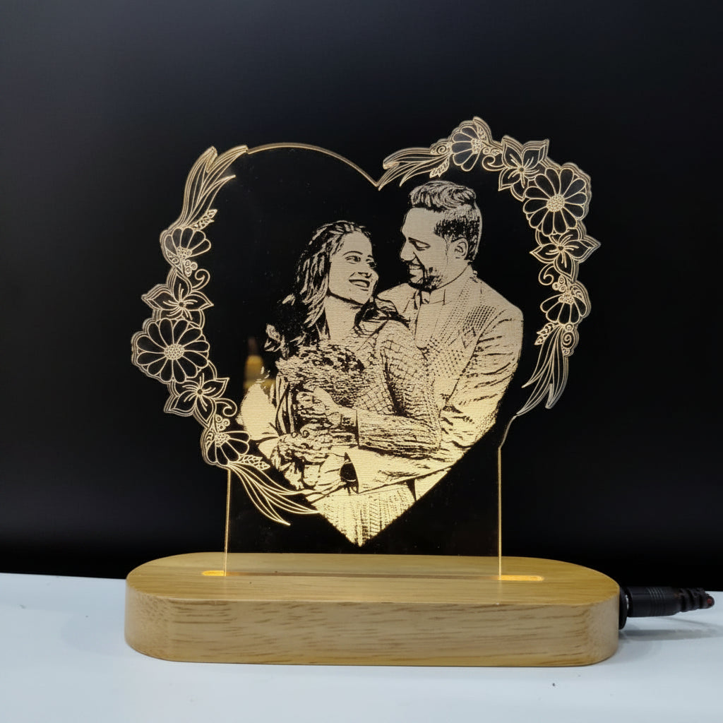 FLORAL  HEART ACRYLIC LED LAMP