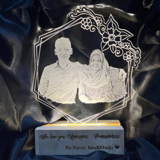 Hexagon floral LED lamp